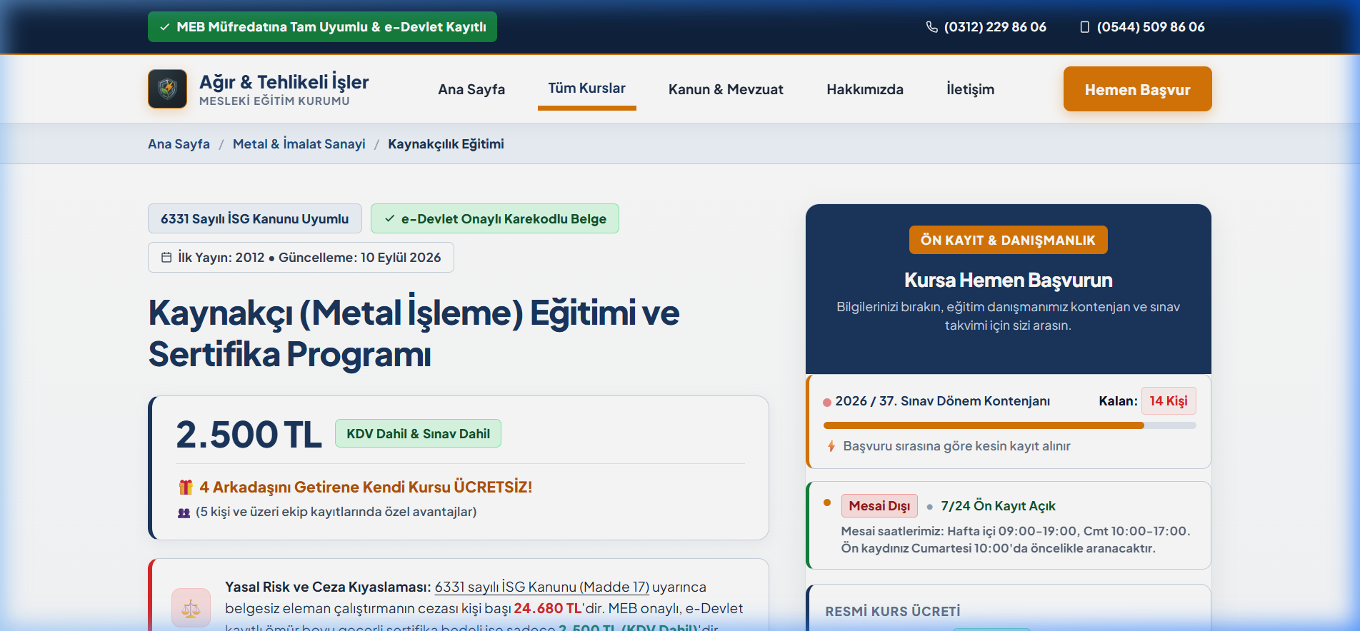 Kaynakçı (Metal İşleme) Eğitimi